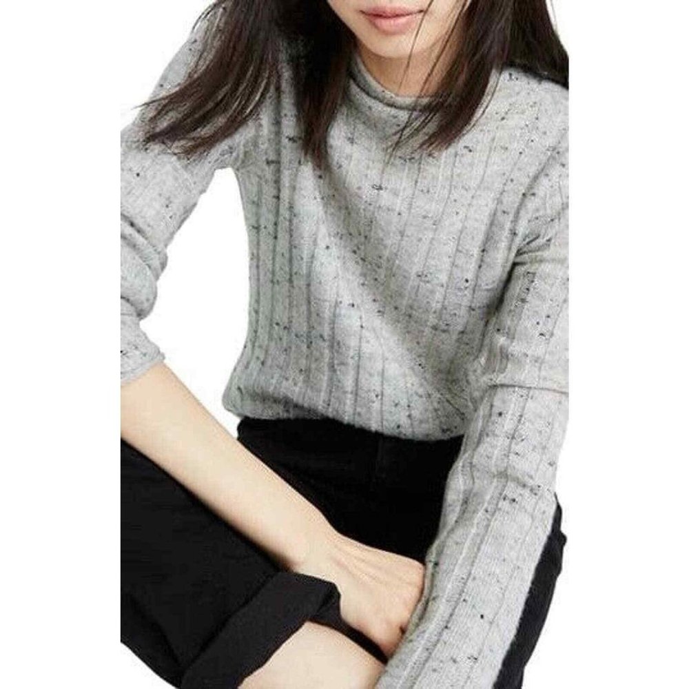 EUC Madewell Donegal Gray Smoke Evercrest Coziest Yarn Turtleneck Sweater Medium